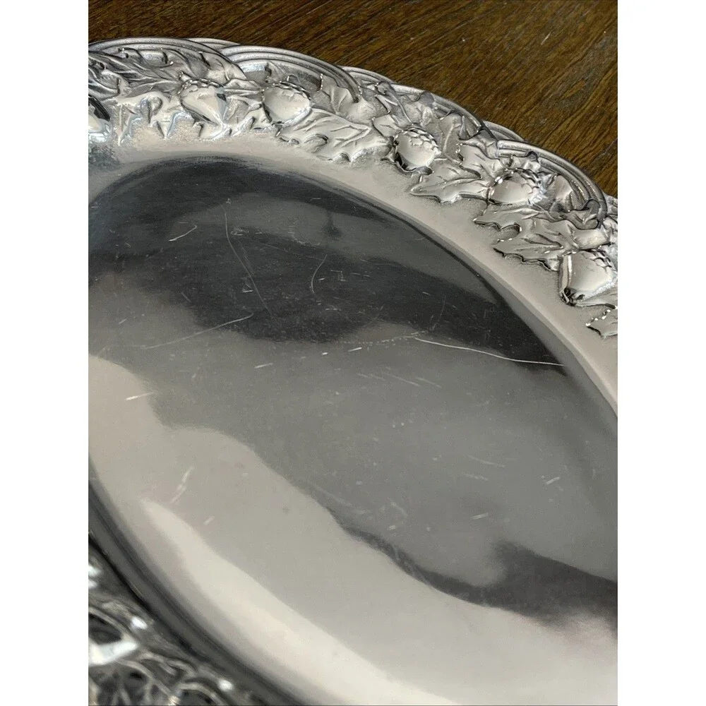 Vintage Wilton Armetale Oak Acorn Oval Serving Platter 14.5